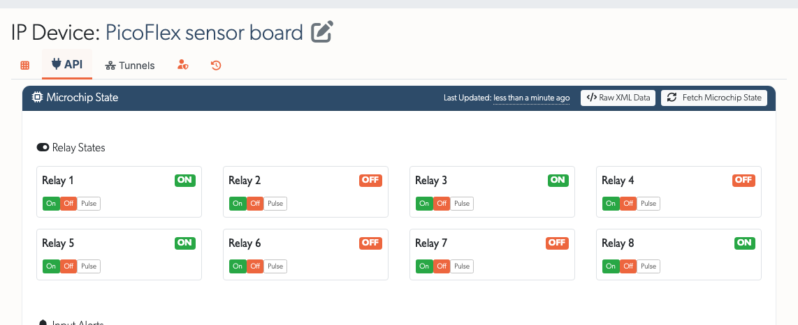 Board API tab with Fetch Microchip State