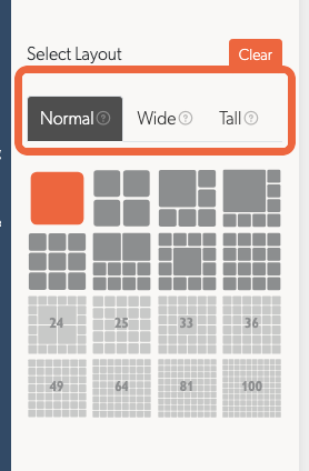 The three tabs of wall shapes in the Live View sidebar