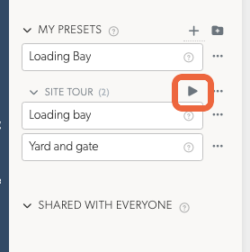 Saved walls filed under a heading, with the play button on the heading