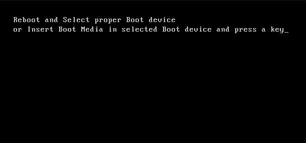 Boot device error message