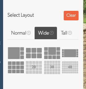 The layout picker on its Wide tab, each shape drawn from the layout it opens